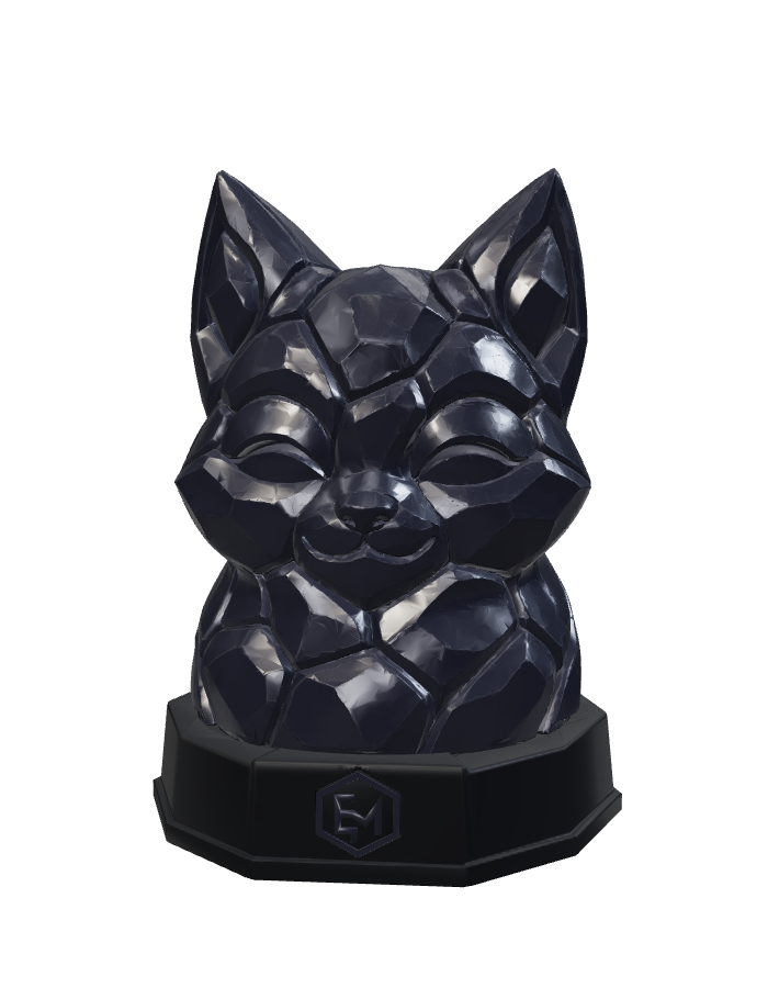 Grenat noir, figurine de la série 1 sur son socle noir à insert bicolore